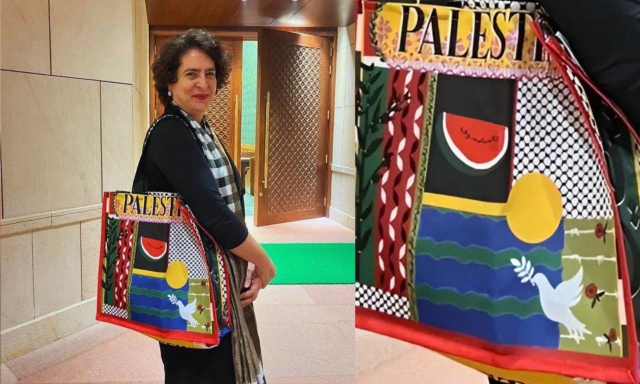 Priyanka Gandhi’s ‘Palestine’ Handbag Sparks Political Row in Parliament