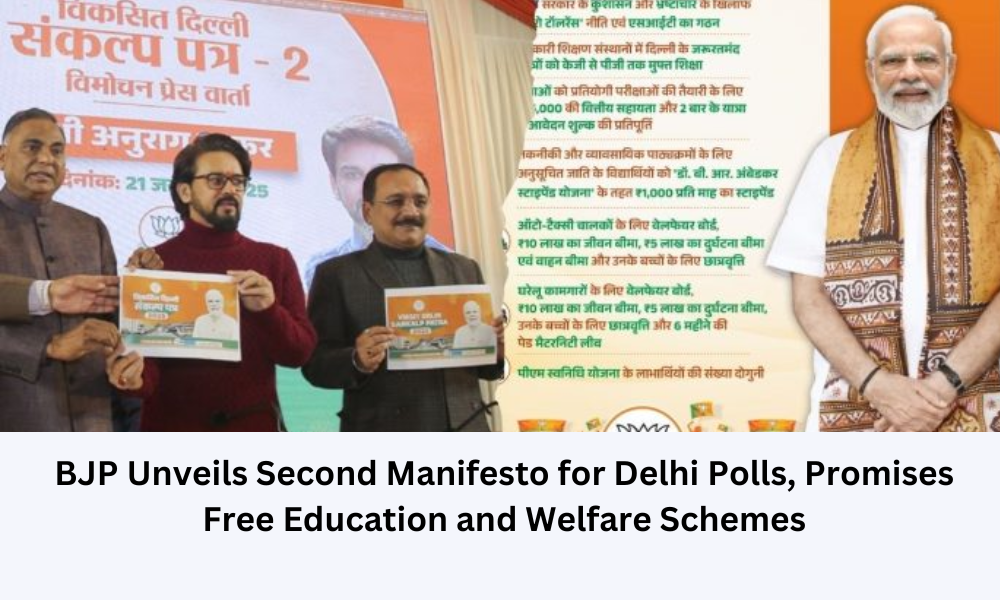 BJP Unveils Second Manifesto for Delhi Election 2025: Promises Free Education ‘KG to PG’ for Needy Students